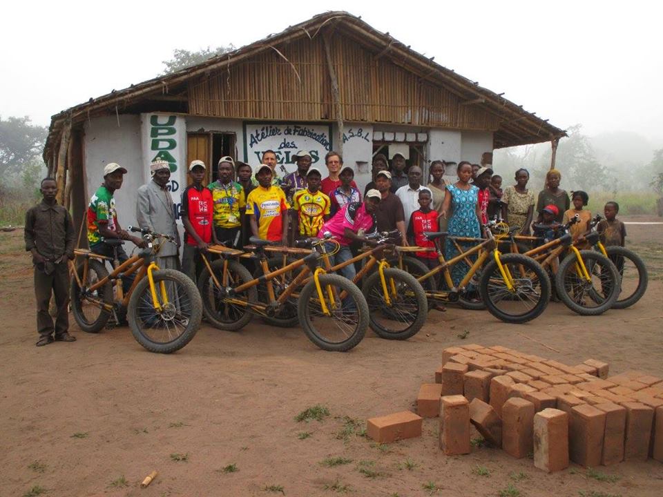 Team in front of the new workshop, Khoma, DRC